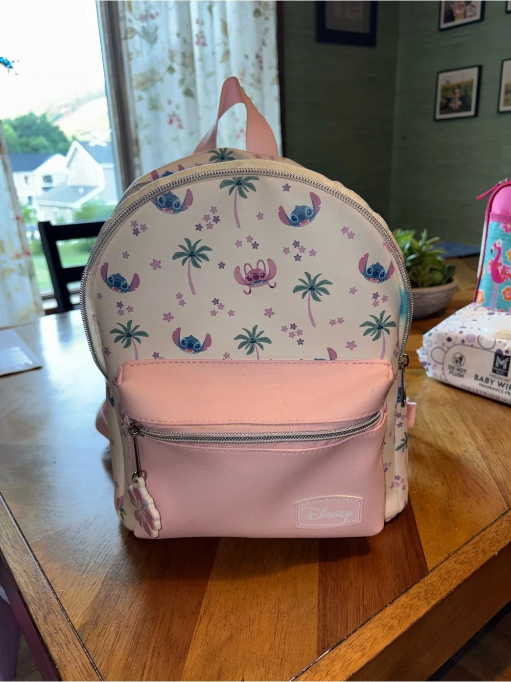 Disney Pink & White Stitch Palm Mini Backpack
